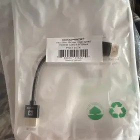 Monoprice Pid 13574 7 Ultra Slim 18gbps High Speed Hdmi Cable 0.5 Ft Black Pid 13574