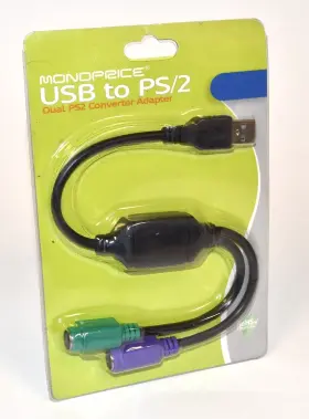 Usb-ps2-dual-bk Monoprice Ps/2 To Usb Adapter New