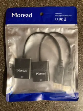Dp2vga-a-b-2-v2 Moread Displayport Dp To Vga Adapter Male Female Gold-plated 2-pack- New