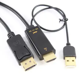 Fe-hdp-01 My Cable Mart 1.5ft Hdmi Source To Displayport Gold Plated 4k 60hz Black