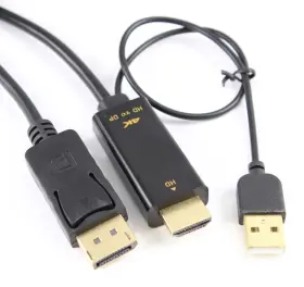 Fe-hdp-06 My Cable Mart 6ft Hdmi Source To Displayport Gold Plated 4k 60hz Black