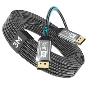 Nersligek Pq230 16k Displayport Cable 2.1 10ft Dp Supports 10 Ft Gray