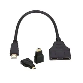 Nf-fba-hd-023 Nfhk Nf-fba-hd-023/hd-027/hd-038 Hdmi To Dual Female Y Splitter Switch Extension Adapter Cable With Micro