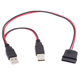 Nfhk Nf-u2-070-2p Dc 5v Dual Usb To Sata 15pin Power Cable For 2.5 Inch Hdd Ssd Disk Drive