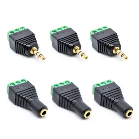 Oiyagai 663591915612 6pcs 3.5mm 1/8 Inch Stereo Trs Male/female Jack To Av 3-screw Terminal Block Balu