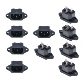 Oiyagai 663591916138 10 Pcs Ac 250v 10a Iec 320 C14 Panel Mount Plug Adapter Power Connect