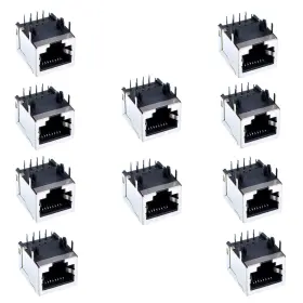 8p8c Oiyagai 765470517884 10pcs Shielded Rj45 90 Degree Angle Network Modular Connector For Pcb