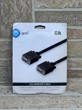 0na17h0011 Onn Vga Monitor Cable 6ft Laptop Computer Projector Pc Cord Wire New