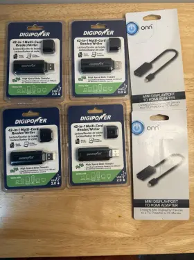 Onn 758302644384 Lot Of 4 Digipower Card Readers 2 Mini Displayport Hdmi Adapters