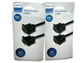 Philips 030878408202 Lot Of 2 New Black Vga/svga 6ft Cable Video Male To