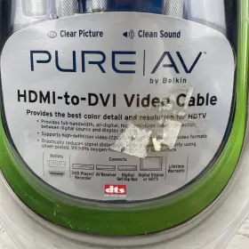 Pure Av By Belkin 722868513576 Hdmi To Dvi Cable 8ft. Gold Plated Ends New Back Is Unsealed #2