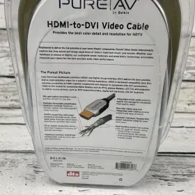 Pure Av By Belkin 722868513576 Hdmi To Dvi Cable 8ft. Gold Plated Ends New Back Is Unsealed #3