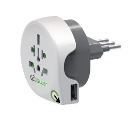 1.100190 Q2power Q2 Power Travel Adapter World-to-italy Usb Earthed 1.10019