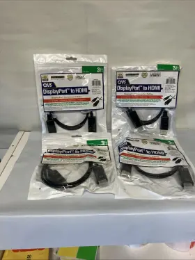 827072 Qvs Lot Of 4 3ft Displayport To Hdmi 4k Digital A/v Cable