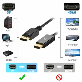 R-1102-cb-dp-hdmi-6ft-bk Rankie Displayport Dp To Hdmi Cable 4k Resolution 6 Feet Black 24k Plated #3