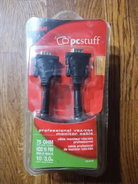 Pc1406 Rca Pcstuff Professional 10ft Vga Xga Monitor Cable 15pin Male-male Heavy Duty