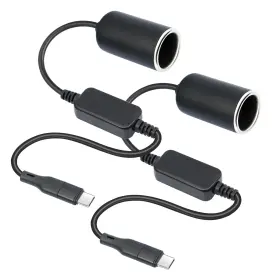 Rexus 603134982206 Usb C Male To Car Cigarette Lighter Socket Female Converter 2 Pack