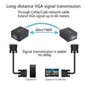 Riieyoca 743182813371 2 Pack Vga Extender Adapter To Rj45 Over Cat5e/cat6 Ethernet Cable Conve #2