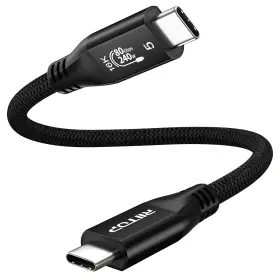 Riitop Tb5mm-03i 80gbps Usb C For Thunderbolt 5 Cable 1ft Short Usb-c To Black