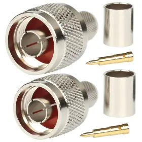 Riotaxy N-c-j400-2 N Male Crimp Connector For Lmr400 Belden 9913 Rg8 - Nickel Machined Brass Con