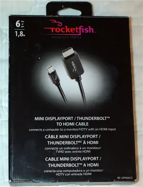Rocketfish Rf-dp40612 6ft Mini Displayport Thunderbolt To Hdmi Cable New Open Box