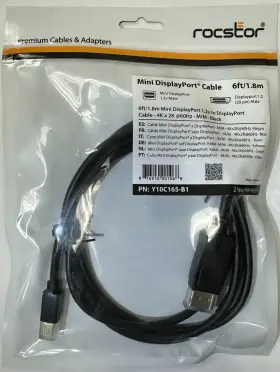 Y10c165-b1 Rocstor Y10c165b1 Cb 6ft Mini Displayport To 1.2 M Black New