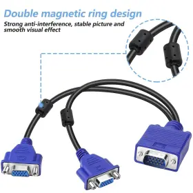Saisn 088034953403 Dual Vga Splitter Monitor Cable 1 Male To 2 Female Adapter Converter Video Y #3