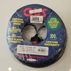 309893 Satmaximum Vga/svga 100ft Cable Male To Monitor Tv Video Wire 15 Pin Cord