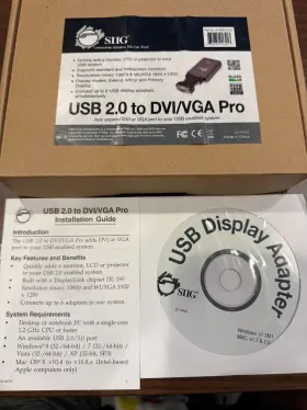 02-1612a Siig Displaylink Usb 2.0 To Dvi / Vga Pro Adapter Multi-monitor Converter
