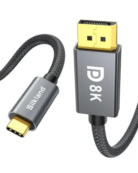 Gh-050-2 Silkland Usb C To Displayport 1.4 Cable 10ft Thunderbolt 3/4 Dp 8k 60hz 4k 144hz 2k