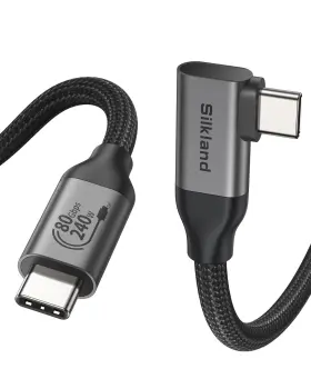 S3435 Silkland 80gbps Right Angle Usb 4 Cable For Thunderbolt 5 3.3ft 120gbps Bandwid