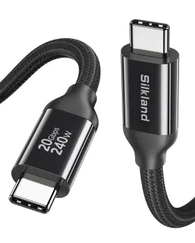 S3646 Silkland 15ft Usb C Thunderbolt Cable - 20gbps Data Transfer 5k 60hz Fast Charge Black
