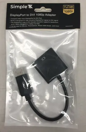 Simple Tk 303945590729 Displayport To Dvi Digital Dvid M/f Video Adapter 1080p