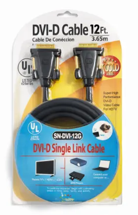 25148555bbc Sonitek Dvi-d Cable 12 Ft Single Link Monitor Video Gold Plated For Hdtv Pc