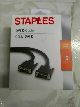 29762 Staples 10 Ft. Dvi-d Cable - Black Monitor Pc Video Nib