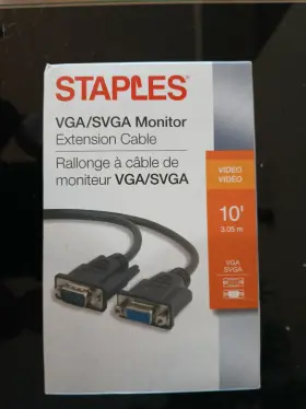 29768 Staples Vga/svga Monitor Extension Cable 10ft - New/open Box
