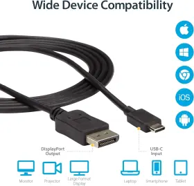 Cdp2dpmbm6 Startech 6 Ft 1.8 M Usb-c To Displayport Cable Usb Type-c Dp Video 4k 5 Lot #3