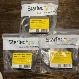 Startech Dislport6l Lot Of 3. New 6ft Black Displayport To Cable With Latches M/m
