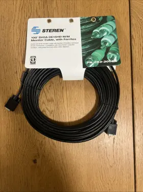 507-073 Steren 100ft Svga Cable Ferrites Black Computer Monitor