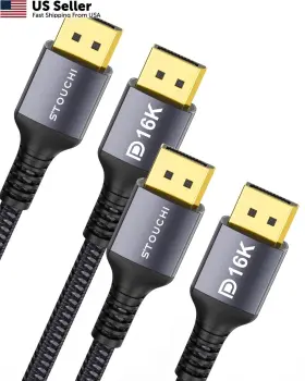 D16k3 Stouchi 2 Packs Vesa Certified Displayport 2.1 Cable 10ft 54gbps Grey