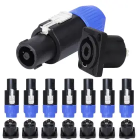 Sunnarepoon 768619581081 4 Pole Speakon Connector Kit 8 Sets Connectors And Chassis Panel Mou