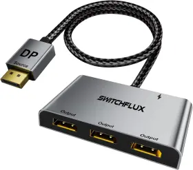 Switchflux 445047727719 Displayport Splitter For 3 Monitors Adapter 4k 60hz Dp Extended Displ
