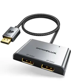 B0czp6zq71 Switchflux Displayport To Dual Display Port Adapter 4k 60hz Dp Splitter 1 In 2 Out