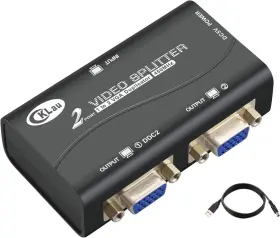 1021b Technologies Inc. -1021b 450mhz Bandwidth 2 Port Vga Splitter Amplifier Box 1 Pc To Monitors Svga Video