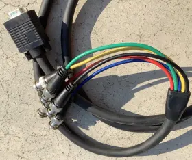 Hd15m-bnc-6 Tecnec Male Vga / Hd15p To 5 Ch Bnc Breakout Cable Rgbhv 6ft Hi-res New