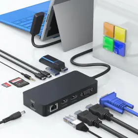Tioleje 671891483045 Microsoft Surface Docking Station - Triple Displays 2 Hdmi Vga 12 In 1 Surfa