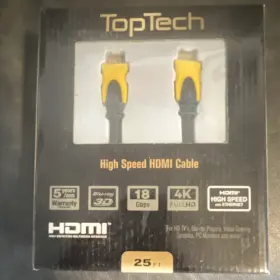 H2766-25 Toptech High Speed Shielded Hdmi Cable 25 Ft Male To 4k 3d Blu-ray