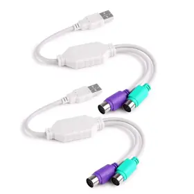 Traderplus 739770060890 2-pack Dual Ps/2 To Usb Adapter For Port Mouse And Keyboard Male Fema