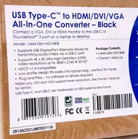 2813acecu887e01119 Tripp Lite Usb Type-c To Hdmi/dvi/vga All In One Converter Black New Sealed #3