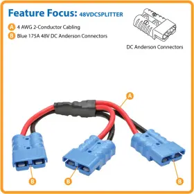 48vdcsplitter Tripp Lite 1ft Y Splitter Cable For Select Batterypacks 175a Dc Connectors Blue